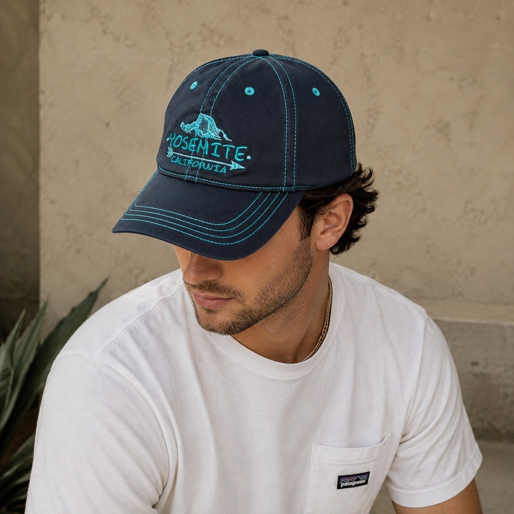 Prairie Mountain Hat Adult Teal Yosemite California Contrast Stitch Baseball Cap